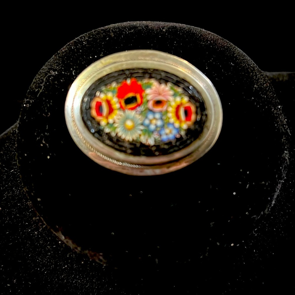 Vintage Italian silver mosaic pin